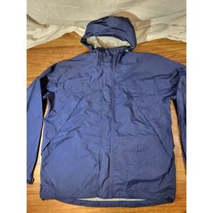 Vintage LL Bean Men's Rain Jacket L Lightweight Hooded Windbreaker Coat Blue